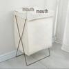 Nordic Cotton Linen Foldable Laundry Hamper with Wrought Iron Frame