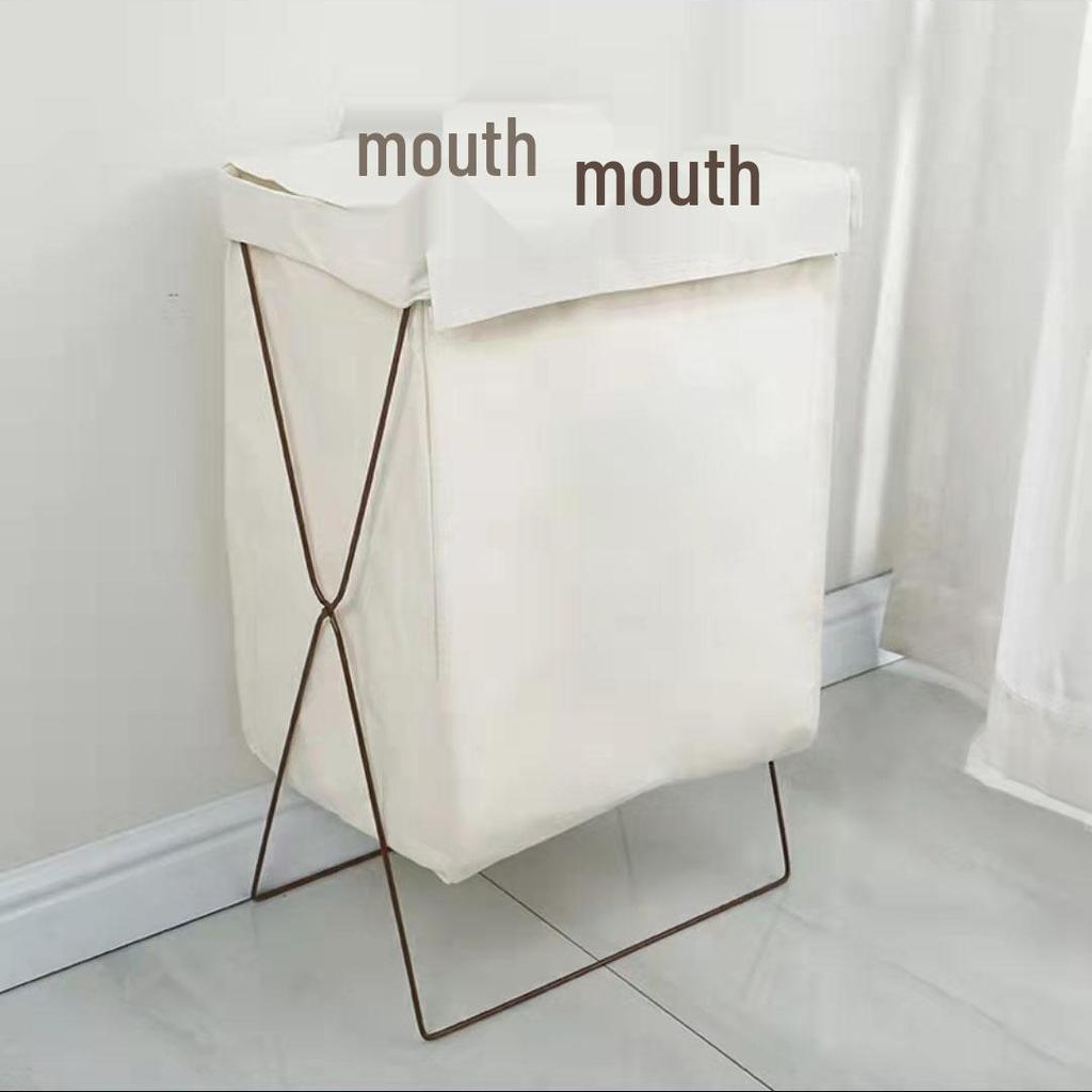 Nordic Cotton Linen Foldable Laundry Hamper with Wrought Iron Frame