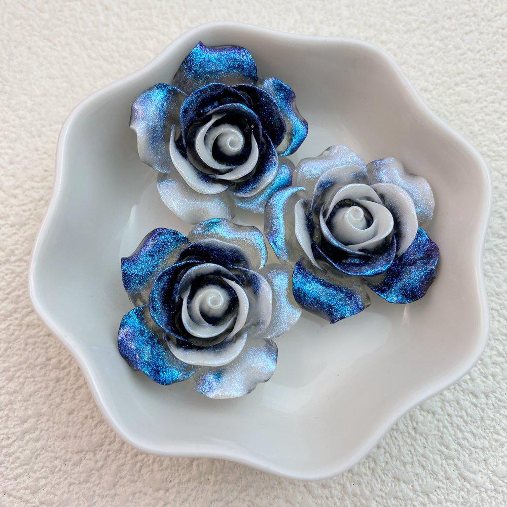 5Pcs New Cute Resin Sparkling Roses Series Flat Back Parts Embellishments For Hair Bows Accessories