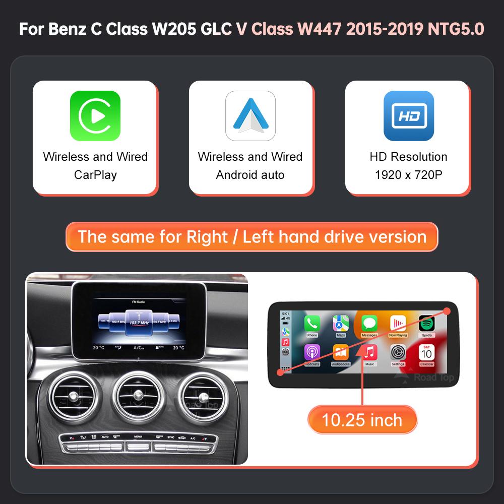 

Linux мультимедийный экран беспроводной CarPlay Android Auto для Mercedes-Benz W205 W176 GLC ACV Class W447 CLA GLA 2015-2018 NTG5.0