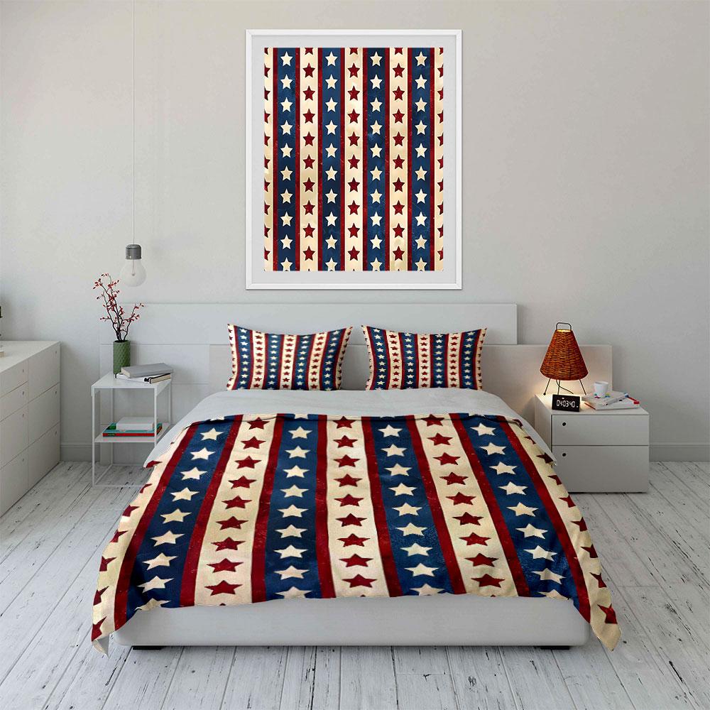 Patriotic Themed Decor Set Soft Skin-Friendly Bedding Set Includes 1 Duvet Cover And 2 Pillowcase Gift