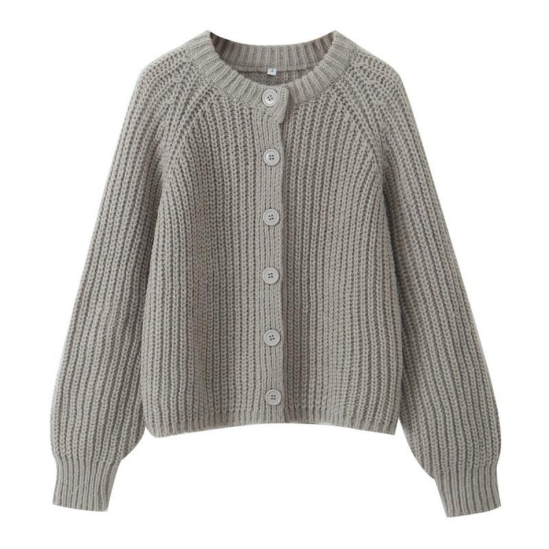 2025 Autumn Women's Long Sleeve Knit Cardigan Sweater Top - European & American Style