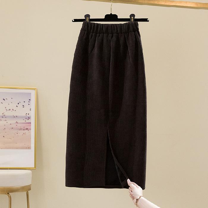 

Юбка А-силуэта с высокой талией женская осенне-зимняя юбка-карандаш миди с боковым разрезом облегающая M