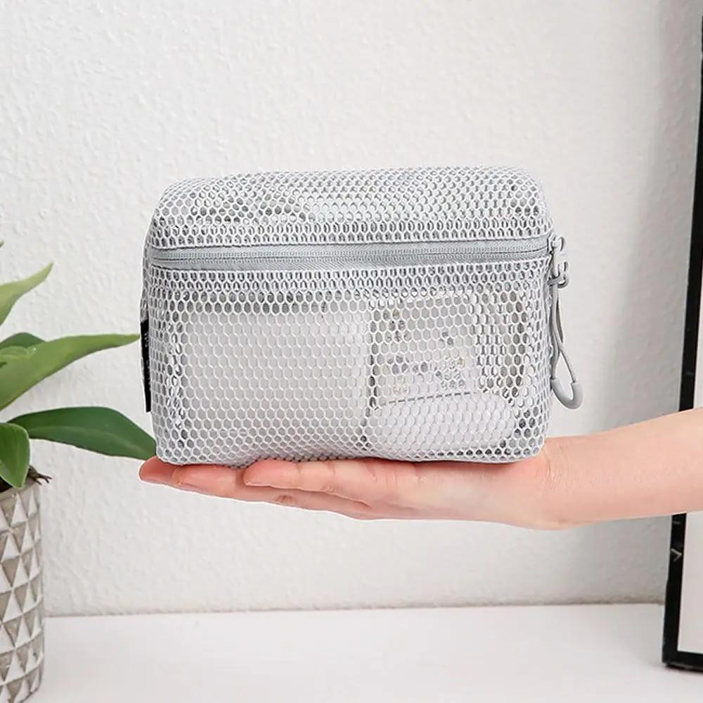 Casual Nylon Storage Pouch With Zipper Hand-held Mesh Pouch Mesh Multipurpose Toiletry Wash Bags Travel