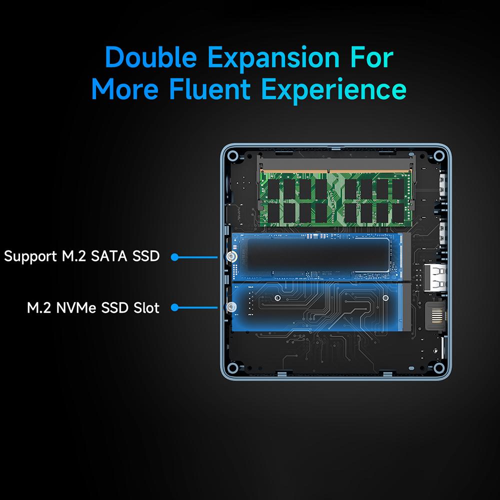 BMAX B4 Ultra Mini PC Windows 11 PC Intel N150 16GB 512GB SSD 2*HDMI 1*Type-C Supports 4K@60Hz 1000MHz Intel Graphics Bluetooth