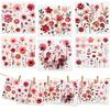 6PCS Red Flowers Print Swedish Dishcloths Eco-Friendly Kitchen Dish Rags Absorbent Dish Towels Reusable Washable Cleaning Cloth