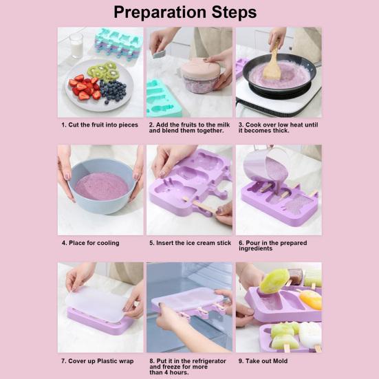 Silicone Popsicle Molds Maker Reusable Ice Popsicle Cartoon Small Popsicles Non-stick DIY Molds