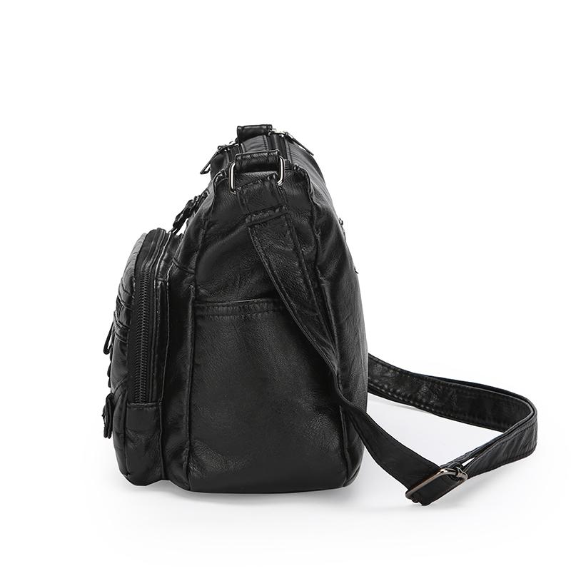 Vintage Crossbody Bag in Brown with Heart Accent - Adjustable Strap Multiple Zipper Pockets Small Crossbody Bag