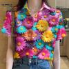 2568 Hawaiian Flower Women's Shirt Colorful Flower Holiday Short Sleeve Top Comfortable Fabric Colorful