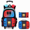 2025 Upgraded Kids Rolling Backpack with Game Console School Bag for Students Lightweight Blue