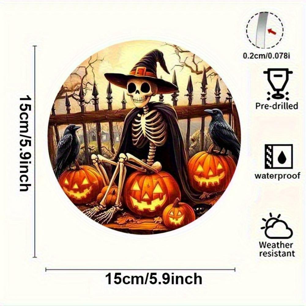 2D flat acrylic Halloween decoration - witch hat skull and pumpkin crow design, scary window decoration for home, bar, office