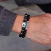 Retro 2Pcs Men Bracelet Set Turkey Evil Eyes Fatima Hand Braslet Natural Lava Sodalite Tiger Eyes Braclet Meditation Accessories