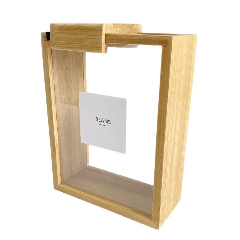 Creative Bamboo Cereal Dispenser with Transparent Panel