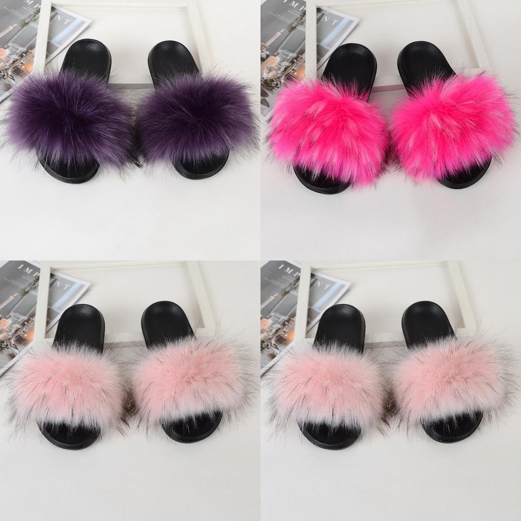 Cozy Girls Home Outdoor Slides With Soft Fur Decoration And Furry Design