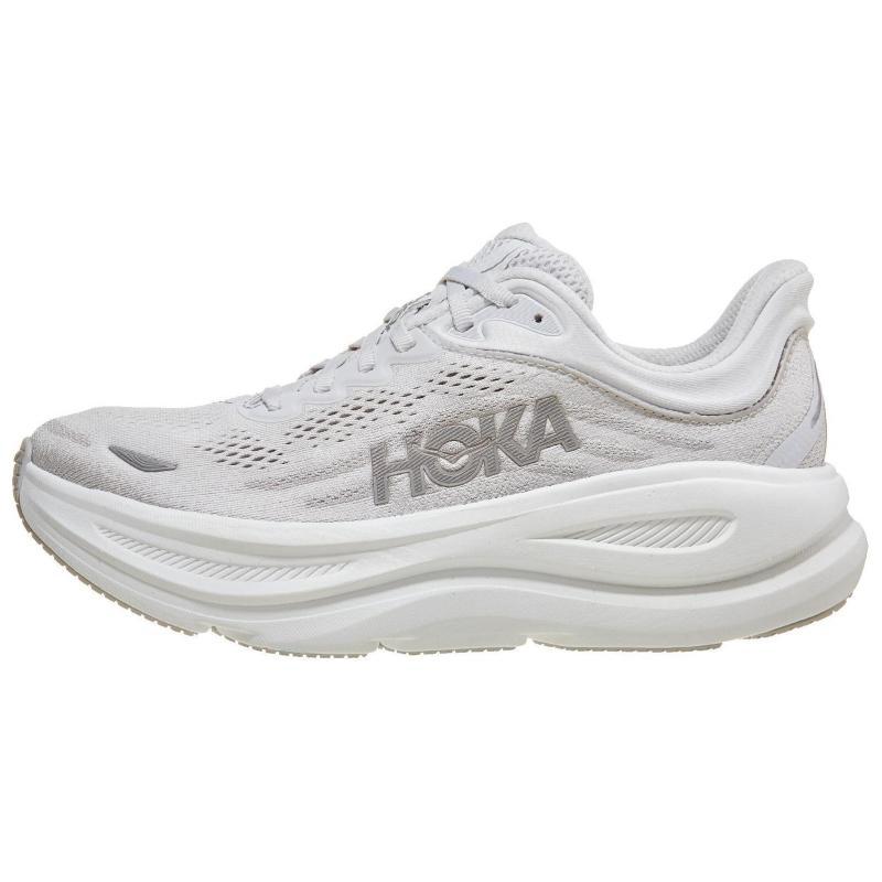 

HOKA ONE ONE Bondi 9 Cushioning, Breathable, Supportive Low top Long Distance Running Shoes Women s White Silver Sneakers 1162012-SDSTS 39⅓