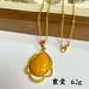 Water Droplet Imitation Agate Pendant Necklace,yellow Beeswax Vintage Clavicle Chain