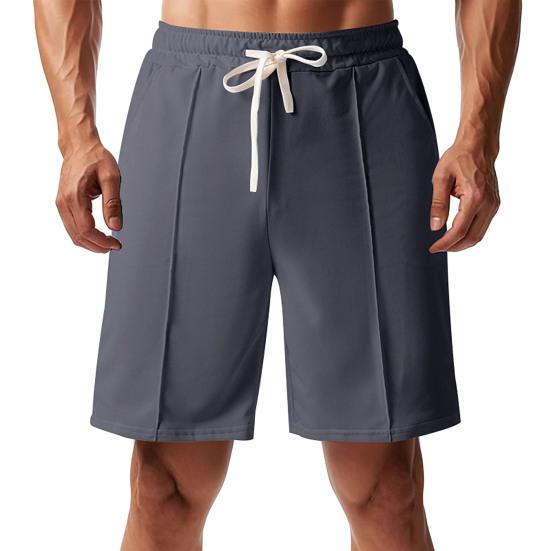 Men Shorts Elastic Waistband Drawstring Design Summer Sport Pants with Pockets Quick Drying