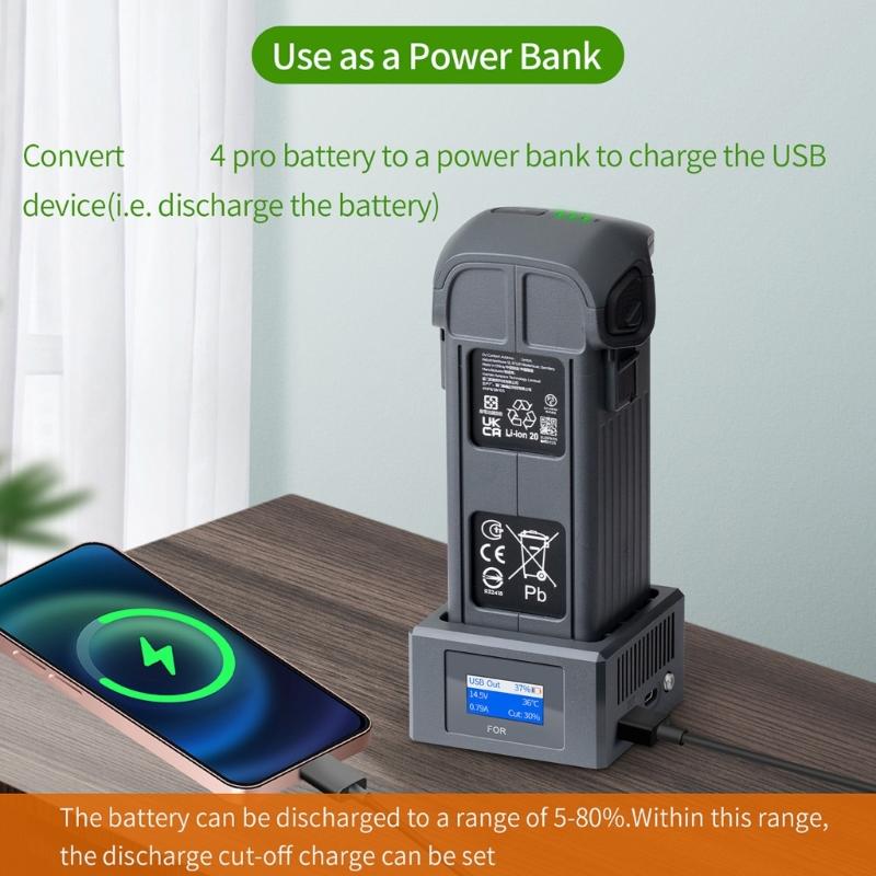 Intelligent Drones Battery Chargers with Color Screen Fast Charging Hub Intelligent Control Safety Features for 4Pro Photography