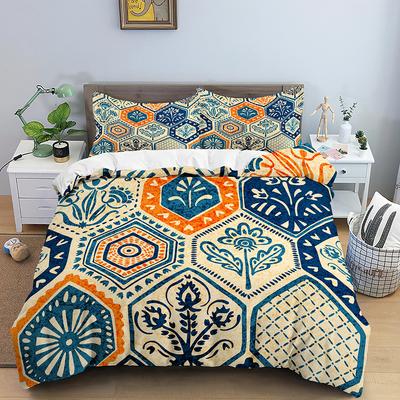 Geometrische Mandala Königin König Bettbezug Boho Ethnischer Stil Bettwäscheset Für Teenager Erwachsene Mediterran Weicher Polyester Steppdeckenbezug