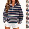 Women's Half Zip Pullover Gradient Plaid Long Sleeve Top for Fall and Winter