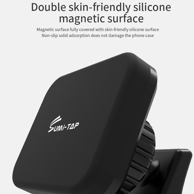 SUMI-TAP Square Arc Base Universal Car Phone Holder 360 Degree Rotatable Magnetic Mobile Phone Stand Mount