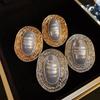 Vintage Oval Metal Pearl Earrings Imitation Geometric Exaggerated Earrings  Party Accessories