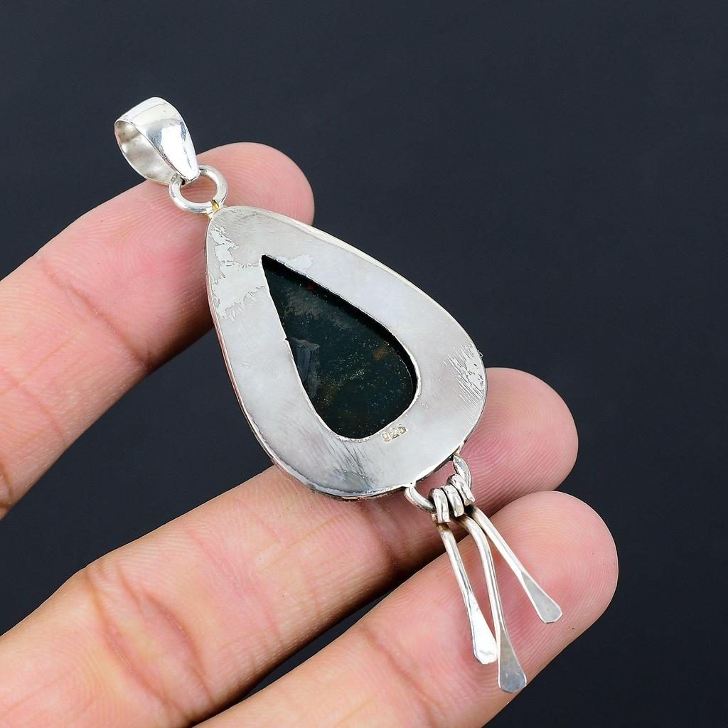Easter Sale 925 Sterling Silver Bloodstone Gemstone Daughter Birthday Pendant