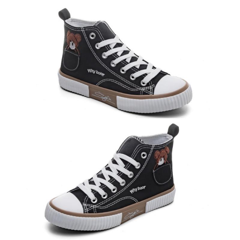 

Тканевая обувь дышащая парусиновая обувь женская весенне-осенняя новая мягкая подошва универсальная обувь с высоким верхом детская трендовая повседневная обувь для скейтборда 35 чёрный