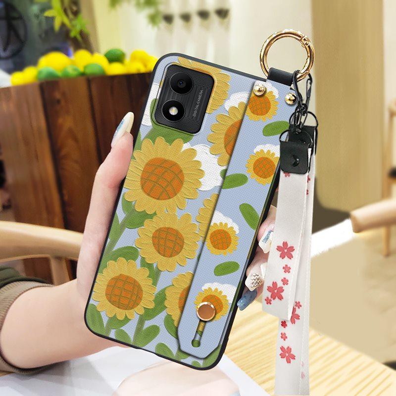 Soft Case Back Cover Phone Case For TCL 305i Shockproof Durable Ring Wrist Strap Phone Holder Anti-knock Oil Painting