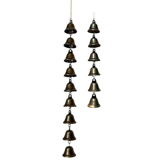 Vintage Hanging Wind Chime Weather-proof Metal Wind Bell Cluster with Chain Retro Outdoor Garden Patio 6/9 Bells Hanging Decoration Ornament