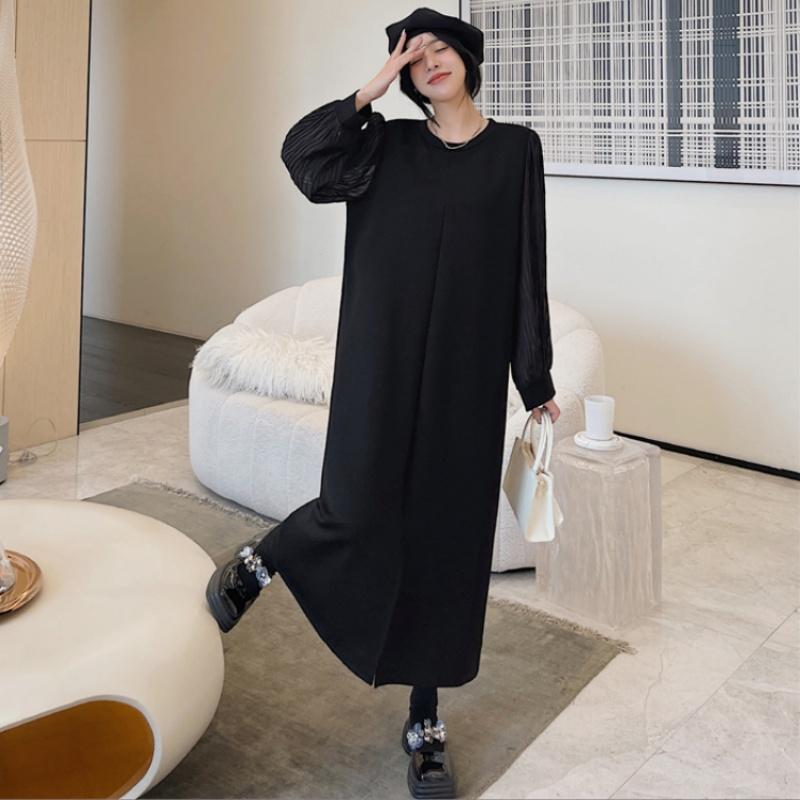 Long Sleeve Plus Size  Black Vintage New In Dresses for Women Casual Loose Spring Autumn Winter Dress