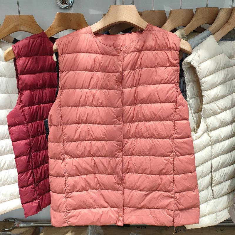 Women's 2025 Lightweight Collarless Down Vest - Short, Versatile, Fashionable Korean Style.