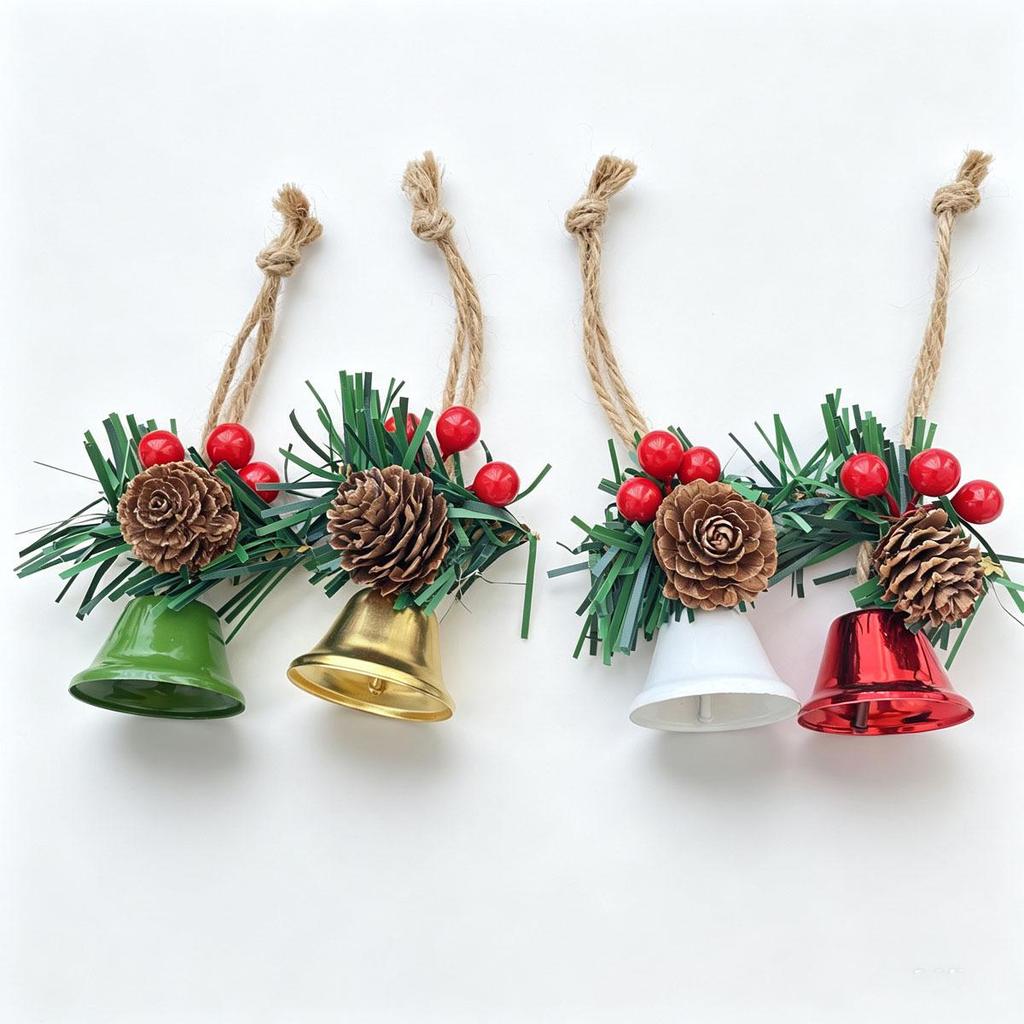 Red Berry Pine Cone Christmas Bell Pendant Ornament