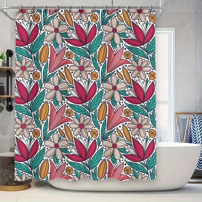 

Colorful Floral Printed Shower Curtain Waterproof Bathroom Decor Modern Home Decoration For Living Room Wall Hanging Fabric Show 90x180cm