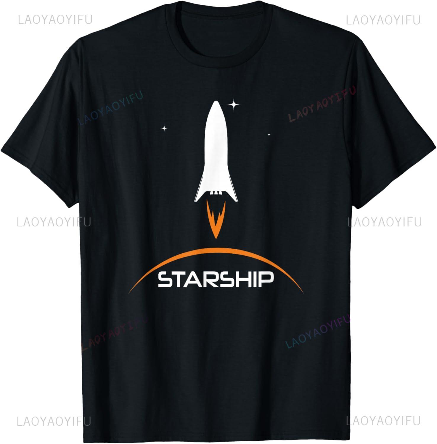 Starship Moon Mars Space Exploration TShirt Custom Printed Graphic T Shirts Funny Women Unisex Clothes Tops Camisas Streetwear S