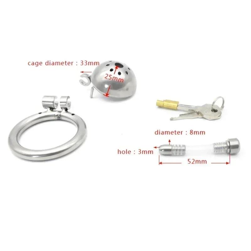 Male Chastity Cage With Stealth Lock Device 304 Steel Cock Rings Horse Eye Urethral Catheter Dilator Penis Plug Urethra Catheter