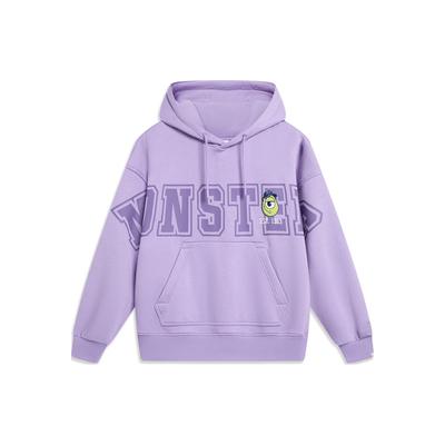 Li Ning X Disney Cartoon Print Fleece Warm Lockerer Pullover Hoodie Damen Hoodies Rosa-Lila AWDT810-3