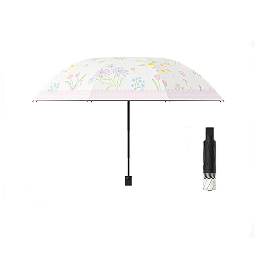 UPF UV Protection Automatic Flower Printing Umbrella Dual-use Portable Foldable Umbrella  Daily Use Manual