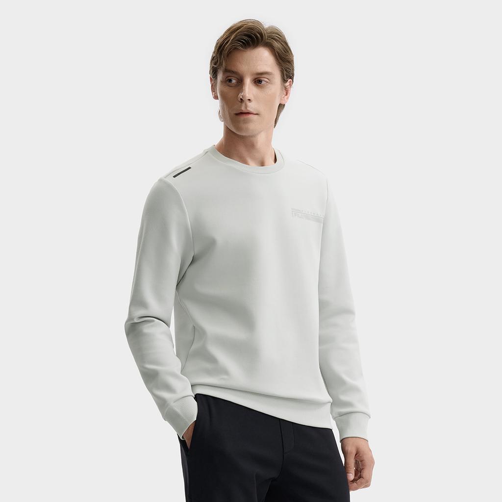 FILA White Minimalist Classic Fashion Casual Versatile Comfortable Crew Neck Pullover Sweatshirt Men sweatshirt Gray F11M543217FGY