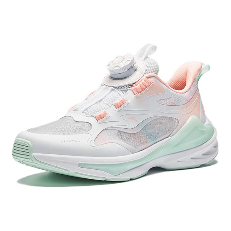 Anta Kids UFO 6.0 Comfortable Non-Slip Wear-Resistant Breathable Lightweight Low-Top Running Shoes Kids Running Shoes White Pink Green 322435502-5