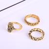 Retro European & American Style V-Shaped Elephant Buddha Palm 13-Piece Ring Set