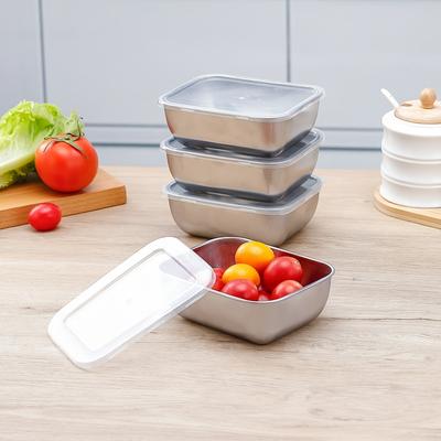 5/10pcs Stainless Steel Food Storage Containers with Flip-Top Lids Reusable Fridge Organizers for  Kitchen Picnics Food Storage