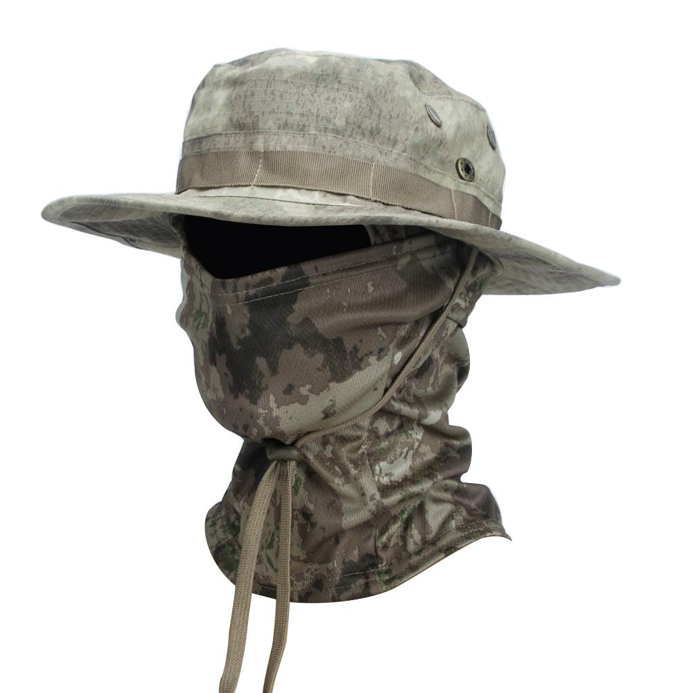 Ensemble 2 pièces Chapeau d'extérieur à large bord avec cagoule pour hommes Protection solaire Respirant Chapeau de chasse Camping Randonnée Pêche