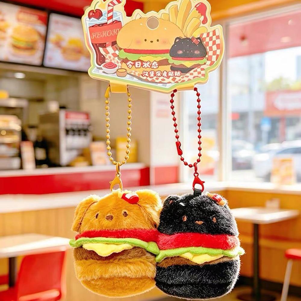 Bread Burger Couple Keychian Pendant Cartoon Food Plush Toy Funny Bag Ornament Pendant Couple Gift 8