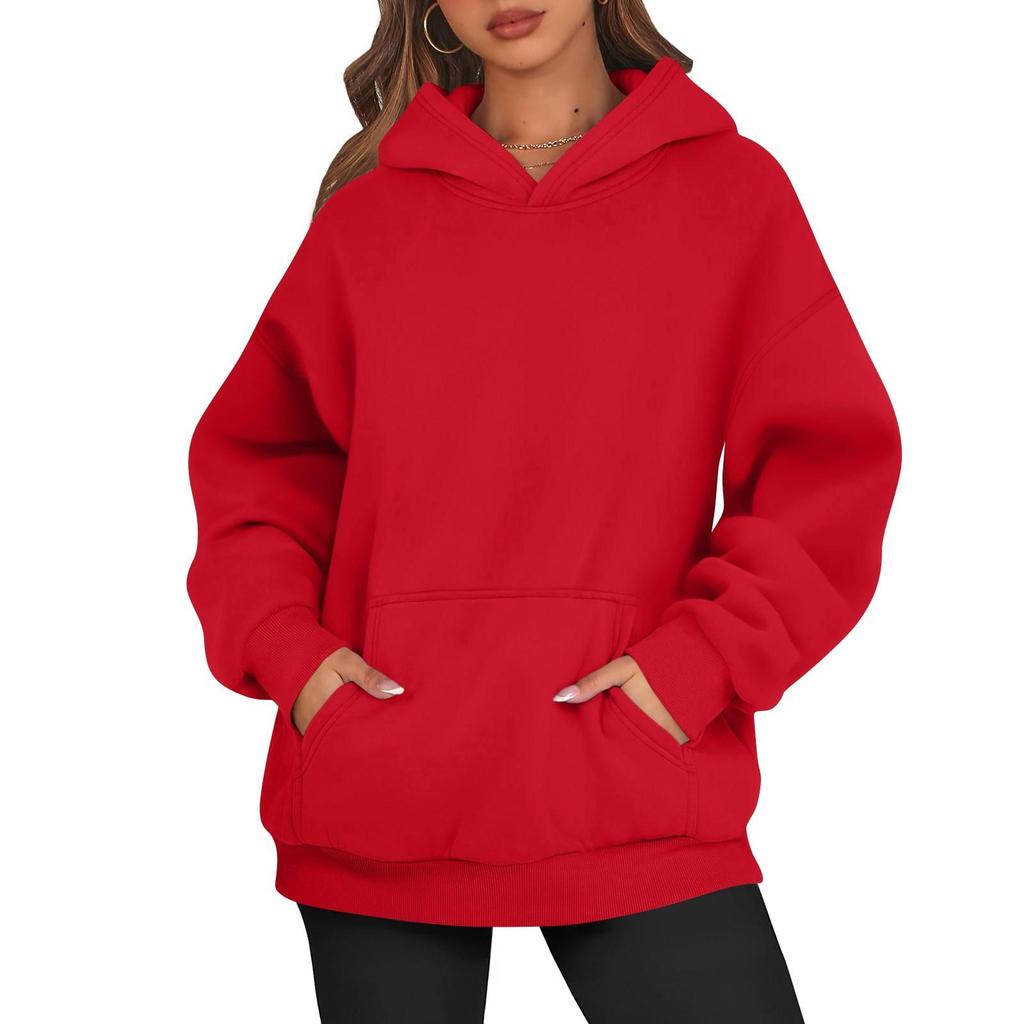 Damen Oversized Sweatshirts Fleece Hoodies Langarmshirts Pullover Herbstkleidung Mit Tasche