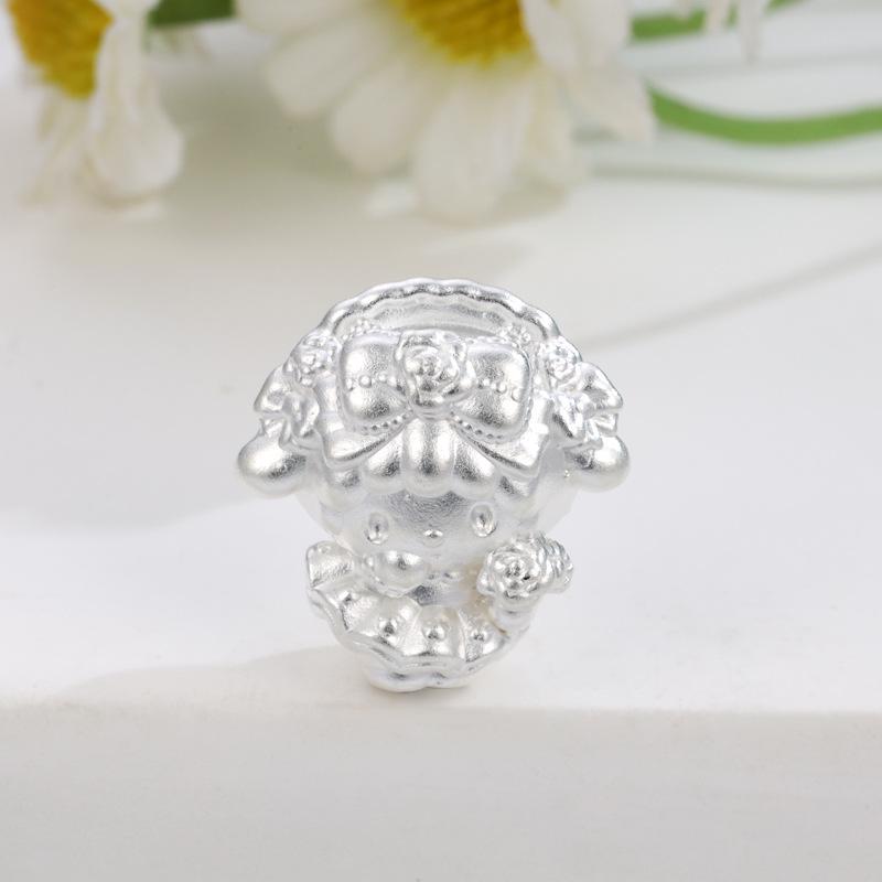 Sterling Silver 999 Sanrio Cartoon Little Sheep Beaded Bouquet DIY Jewelry Accessories