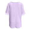 Women's Solid Color V-neck Loose Short Sleeved Pleated T-shirt Top
