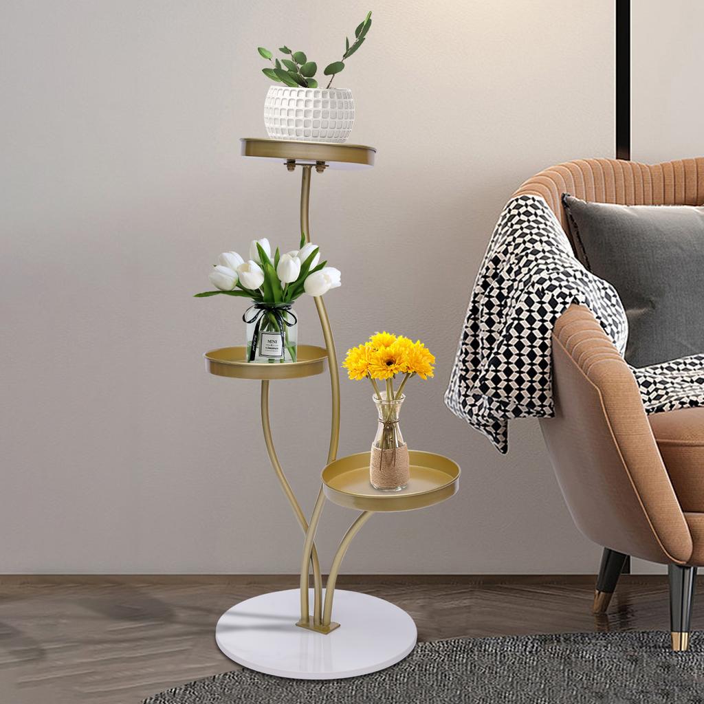 3 Tier Tall Corner Plant Stand for Indoor Home, Multi-Floor Flower Shelf Display Rack Holder, Space Saving Shelf Organizer Frame