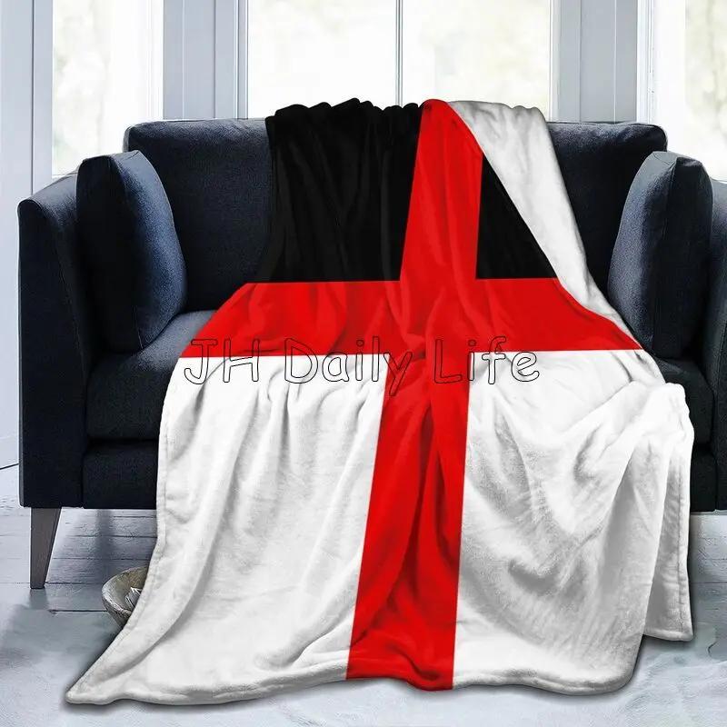 Knights Templar Flag Flannel Fleece Blanket Lightweight Warm Cozy Anti-Pilling Fuzzy Throw Blankets for Travel Couch Bed Sofa