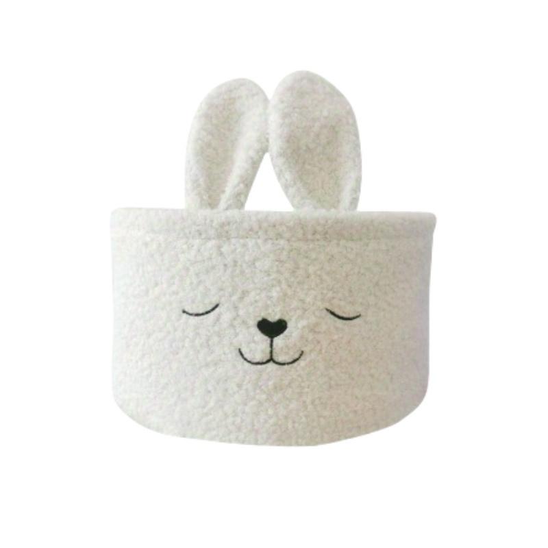 Coffee Fabric Cartoon Bunny Plush Storage Basket Embroidery Design for Snacks Toys and Cosmetics with Bedroom Desktop Gift белый 2550₽
